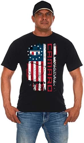 JH Dizajn grupe Muška Chevy Camaro majica s rasterednom zastavom Old Glory majica