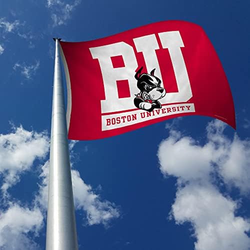 NCAA Boston Univerzitetski terijeri Striped 3 'x 5' zastava zabrane - Jednostrana - unutarnji ili vanjski - kućni dekor izradio RICO