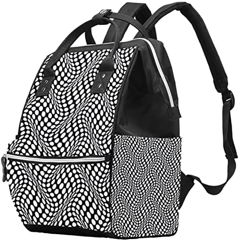 Guerotkr putnički ruksak, ruksak od pelena, ruksak za pelenu, apstrakcijska točkica crni bijeli uzorak