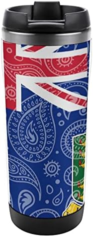 Paisley British Virginsts Ostrva za zastavu za kafu s kafe sa klipom izoliranim čašama od nehrđajućeg čelika dvostruka boca za vodu