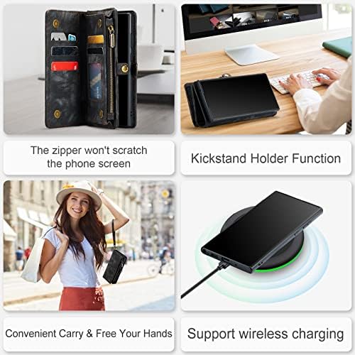 Smartphone zaštitni Telefon Flip Case novčanik slučaj za Samsung Galaxy Note 20 Ultra, 2 u 1 odvojiva Premium kožna magnetna zipper