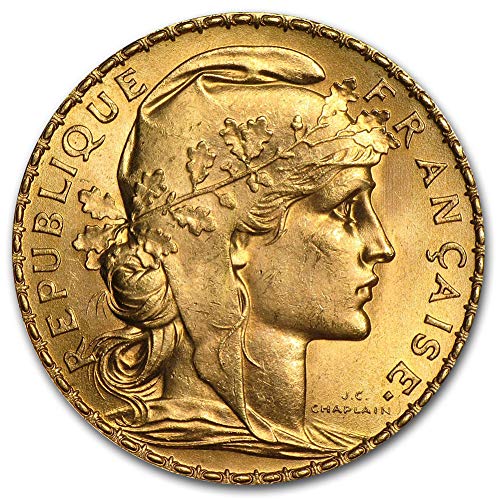 1899-1914 Francuski zlatni pijetao kovanica sjajan je necrnuo sa potvrdom o autentičnosti 20 franaka bu