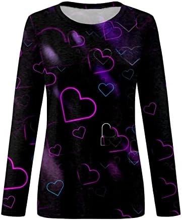 Jjhaevdy Valentines majice za žene, Crewneck vrhovi dukseri s dugim rukavima Ljubav srčani grafički dukseri