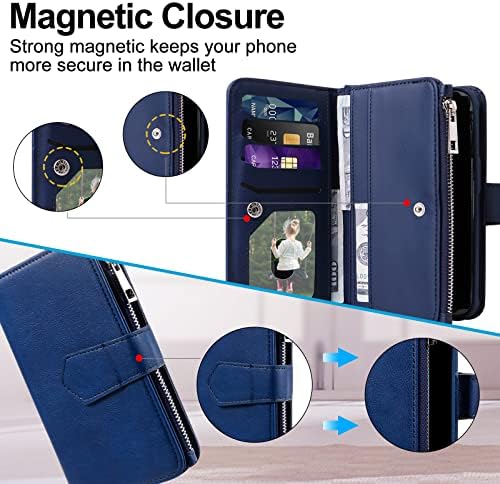 Jzases futrola za Galaxy S8 Plus, 2 u 1 magnetna odvojiva futrola otporna na udarce, Flip Folio PU kožni poklopac sa utorom za kartice