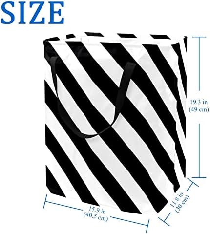 Black White Stripe Print sklopiva korpa za veš, 60L vodootporne korpe za veš kanta za veš igračke skladište za spavaonicu u kupatilu