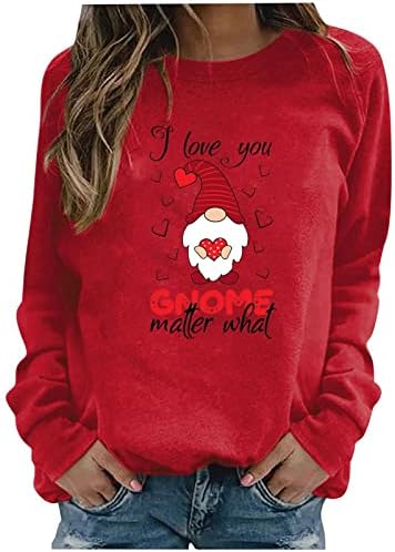 Majice za žene za žene, Crewneck vrhovi dukseri dugih rukava Love Heart Grafički majica Par majice Vrhovi