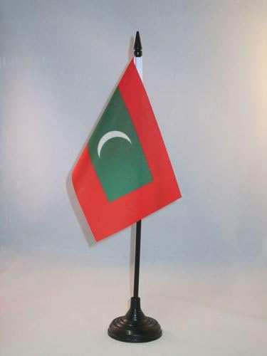AZ zastava Maldivi Zastava tablice 4 '' x 6 '' - Maldivijanska zastava stola 15 x 10 cm - crna plastična stick i baza
