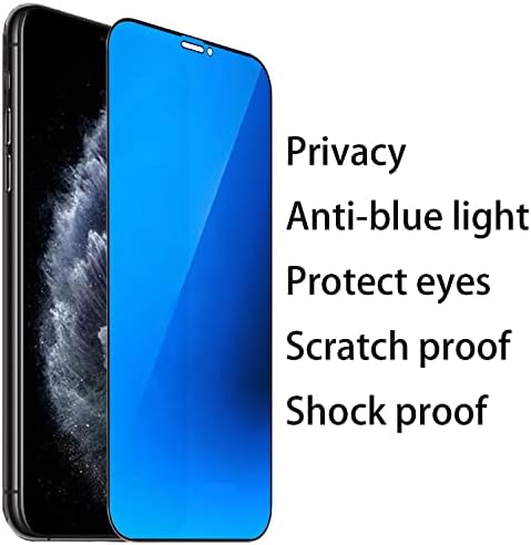 BWEDXEZ 2 Pakovanje odijelo od kaljenog stakla protiv plave privatnosti za iPhone 11 Pro Max / iPhone XS Max ogledalo Anti-špijunski