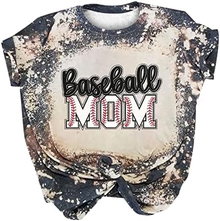 Baseball mama mami za žene Vintage grafička mama uznemirena majica s kratkim rukavima O-izrez Pismo Ispiši casual vrhovi tees