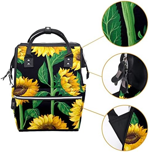 Guerotkr putnički ruksak, vrećice za pelene, ruksak pelena, žuti uzorak cvijeća od suncokreta