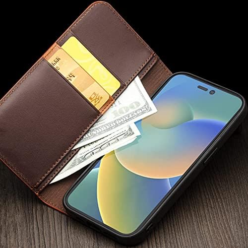Daikmz torbica za novčanik za iPhone 14 Pro, futrola za telefon od prave kože Flip Folio novčanik sa utorima za kartice sa postoljem