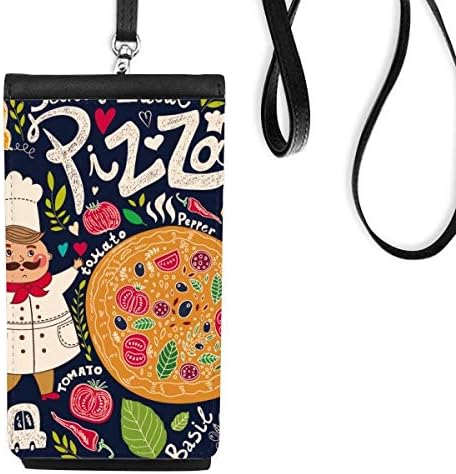 Cook Pizza Italija Paradajz Hrana Telefon novčanik torbica Viseća mobilna torbica Crni džep