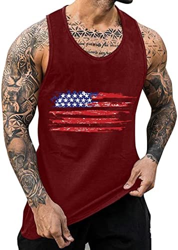 Miashui Muška kompresijska majica Muška Dan nezavisnosti ljetni Tank Top prozračna velika veličina Casual Top Tee bez rukava
