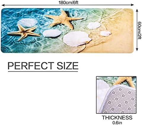 Daliffccc Clourl Runner tepih, prostirke za kupatilo sa gumenim podlogom, memorijska pjena za kadu, 72 x 24 u 3D tisak Ocean Beach