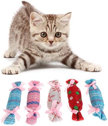 Amosfun mekani bomboni oblik mačke igračke interaktivne mačke za kućne ljubimce žvakačke igračke mače sa Catnip mačkama božićni materijal