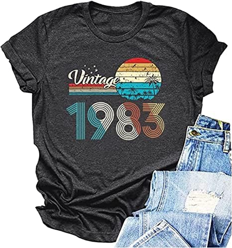 Vintage 1983 majica za žene 40. rođendane košulje žene poklon ideja majica rođendan zabava Retro tee vrhovi