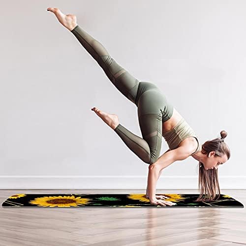 6mm Extra Thick Yoga Mat, Suncokreti cvijet uzorak Print Eco-Friendly TPE vježbe Mats Pilates Mat sa za jogu, trening, Core Fitness