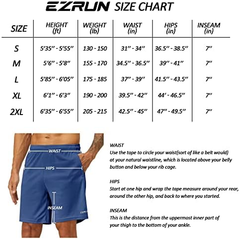 EZRUN MENS 7 inča vježbanje atletske kratke hlače Lagane kratke hlače za teretane sa džepovima sa zatvaračem