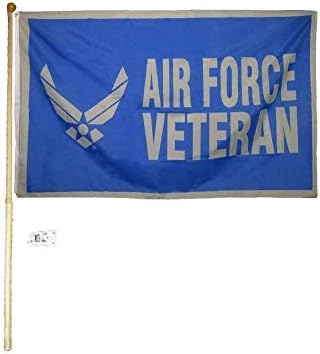 Miami veleprodaja 5 'Drvena zastava Pole Kit Zidni nosač W / 3x5 Air Force Veteran plava siva zastava Poliester Nylon 3'x5' Kuća banner