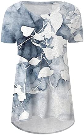 pbnbp Womens Summer Loose Fit Shirts Novelty Short Sleeve Flowers Tunic Tops Printed Round Neck Daily Dressy T Shirts Blusas