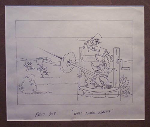 Daffy Duck i Speedy Gonzales u dobro istrošenim Daffy originalnim umjetničkim djelima za publicitet kartica Studio lobi