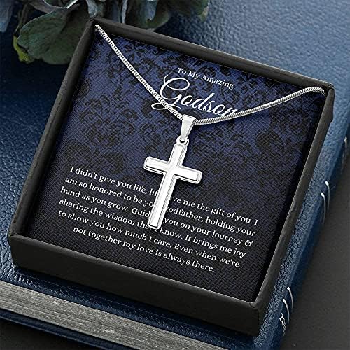 Personalizirani poklon nakita - Cross, Godson pokloni od kumfather za Godson Krstizam Poklon Godson Prvi zajednički poklon za dječake