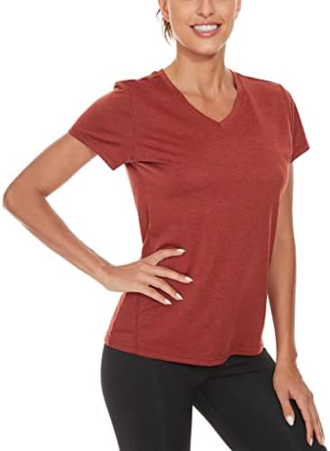 Magcomsen 3 pakovanje Ženska majica kratkih rukava V-izrez Brza suha atletska majica Trčanje Workout Yoga Top Tee majice