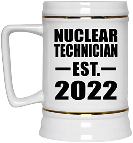Dizajnirajte nuklearni tehničar uspostavljen est. 2022, 22oz pivo Stein keramička tankarda sa ručicom za zamrzivač, pokloni za rođendan
