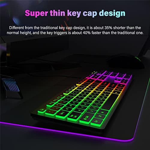 LMMDDP žičani 104 tasteri tiha tastatura za igre RGB pozadinsko osvetljenje za laptop računare