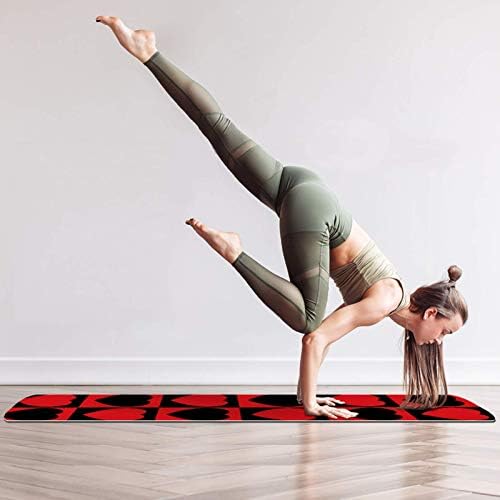 Unicey debela neklizajuća Vježba & amp; fitnes 1/4 prostirka za jogu sa crvenim crnim ljubavnim srcem mozaik kvadratni Print za jogu