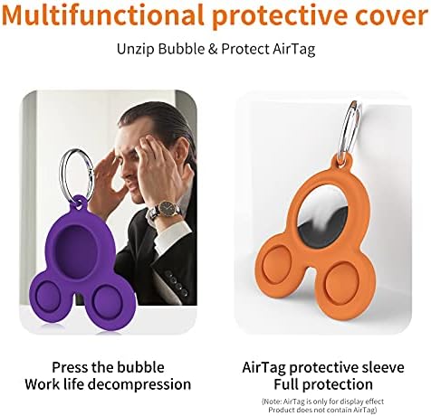 VUIIMEEK 5kom za AirTag Case privjesak za ključeve silikonske meke Fidget igračke Push It Bubble Reliver stres Privezak za ključeve