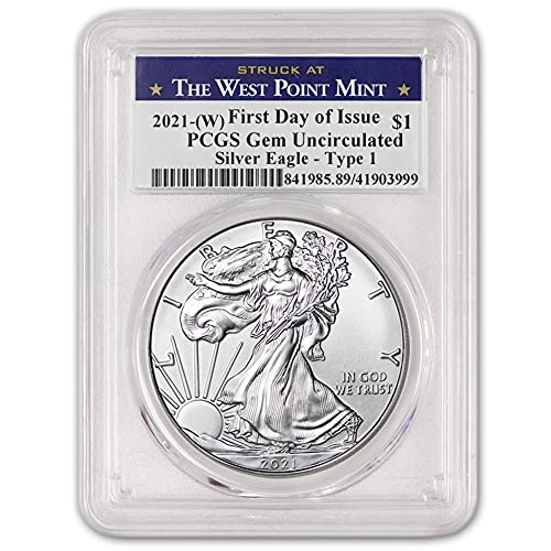 2021 1 oz Američki srebrni orao Coin Gem Nepričulirani $ 1 Gemunc PCGS