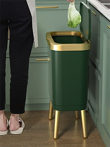 ZHAOLEI 15L Zlatna kanta za smeće za kuhinjsko kupatilo Četveronožna Plastična uska kanta za smeće visoke stope s poklopcem
