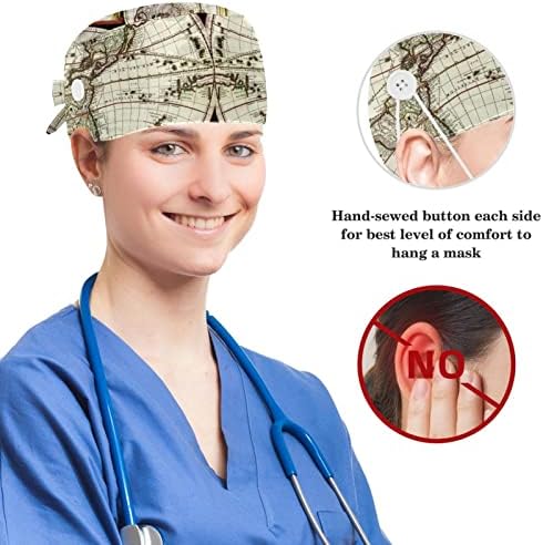 Podesive hirurške kape medicinska sestra, Radna kapa sa mašnom za kosu za žene, letnje lubenice crveni Bouffant piling šešir