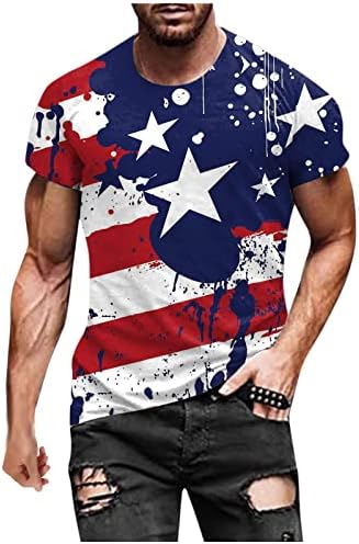 Muška američka zastava Majica Ljetni casual grafički kratki rukav Ispiši vrhove hladnog mišića TEE Patriotska bluza