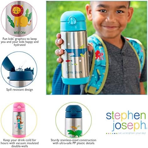Stephen Joseph dvostruko zidne boce od nehrđajućeg čelika za dječju bocu za djecu, vakuumska izolirana bočica sa slamom, boca za vodu