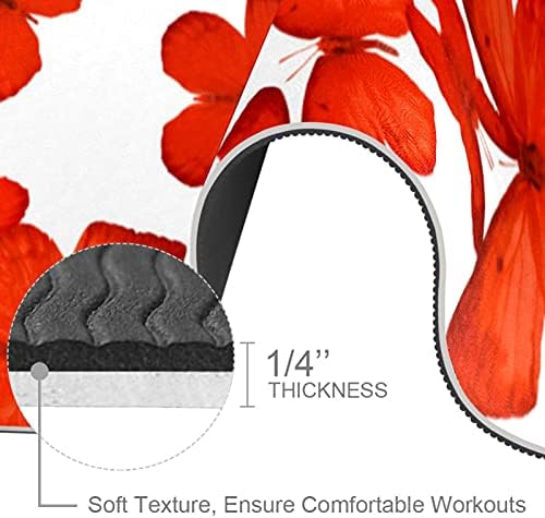 6mm Extra Thick yoga Mat, crveni leptiri uzorak Print Eco-Friendly TPE vježbe Mats Pilates Mat sa za jogu, trening, Core Fitness i