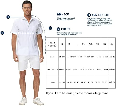 MCEDAR kratki rukavi Linen-Blend Shirts for Men Summer Casual Button Down Spread Collar plaža Shirt Big and Tall