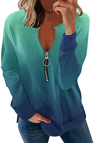 Duks za žene Zip up bluza tunika za nošenje sa tajicama majica sa labavim majicama bluza vrhova ulični pulover