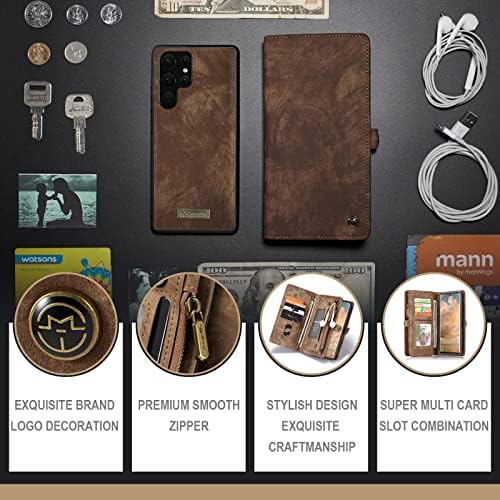 Telefon Flip Case slučaj za Samsung Galaxy S22 Ultra 5G multifunkcionalni novčanik mobilni telefon kožna futrola koža Zipper & amp