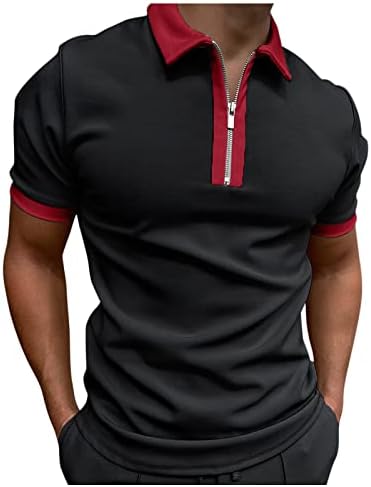 Muške casual modne gornje bluze patentni zatvarač zatvarač sa zatvaračem, čvrsti kratki rukav vrhovi labavi stilski majica dugih rukava