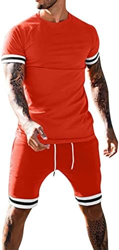 Ljetni patchwork 2 komada muške majice rukavska plaža i setovi kratke hlače Hlače Muška odijela i set Supply muns crvena