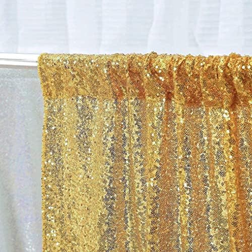 Zlatne zavjese u pozadini sa šljokicama, 2 ploče Zlatna pozadina sa šljokicama, 2ftx8ft zavjese sa šljokicama za pozadinu sekvence vjenčanja za zabave