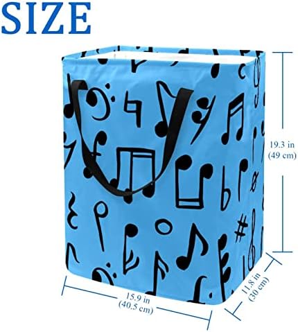 Muzičke note plavi uzorak Print sklopiva korpa za veš, 60L vodootporne korpe za veš kanta za veš igračke skladište za spavaonicu u kupatilu