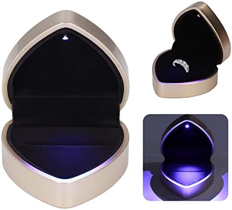 Cyrank luksuzna prstena, baršun prstenaste kutija sa LED svjetlom, vjenčani prsten nakit poklon kutija za angažovanje vjenčanja