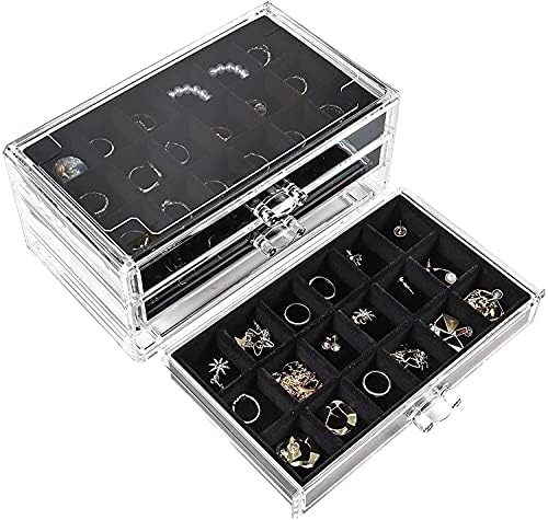 Kutija za odlaganje za smještaj za žene sa 3 ladice Podesivi nakit Organizator nakita za prstenje Naušnice Ogrlice Spacable Nakit