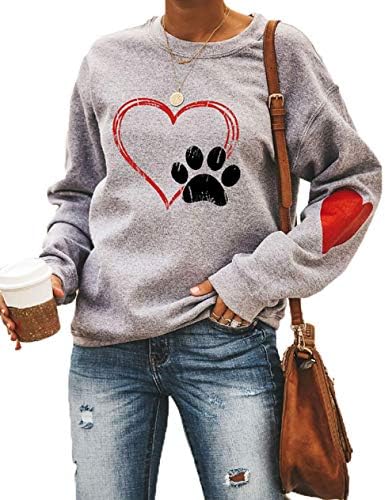 Etatng ženska psa šapa Print dugih rukava Cerwneck dukseri Ležerne prilike Ležerne prilike pulover Mama mamice