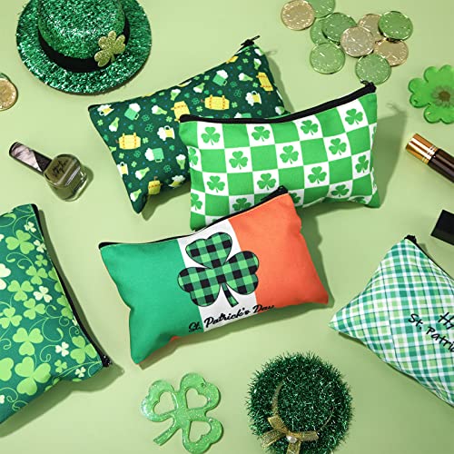 14 komada Svetog Patricka kozmetičke torbe zelene kosilice za žene za žene Djevojke Irska Shamrock Candy Tredys Bagy za zabavu u St. Patricku, rođendanski pribor dvostrane točke s patentnim zatvaračem