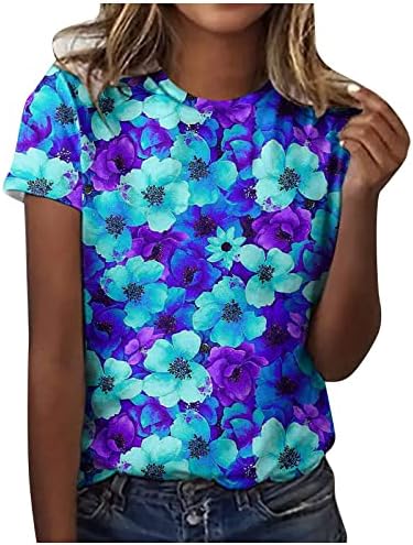Teen Girls 2023 Kratki rukav Crewneck Brod vrat grafički bluza Majica Jesen Ljetni vrh za žene BS BS
