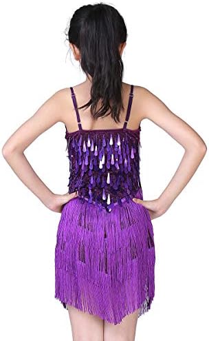 Freebily Childs Chiund Curped Camisole Modern Jazz plesna haljina sa tasselom suknja Latino Tango Dance Wear kostim